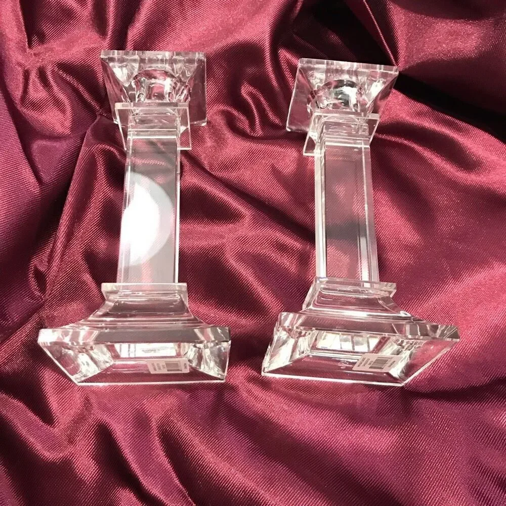 Mikassa Crystal Candlestick Holders Classic 6 inch pair 34‎